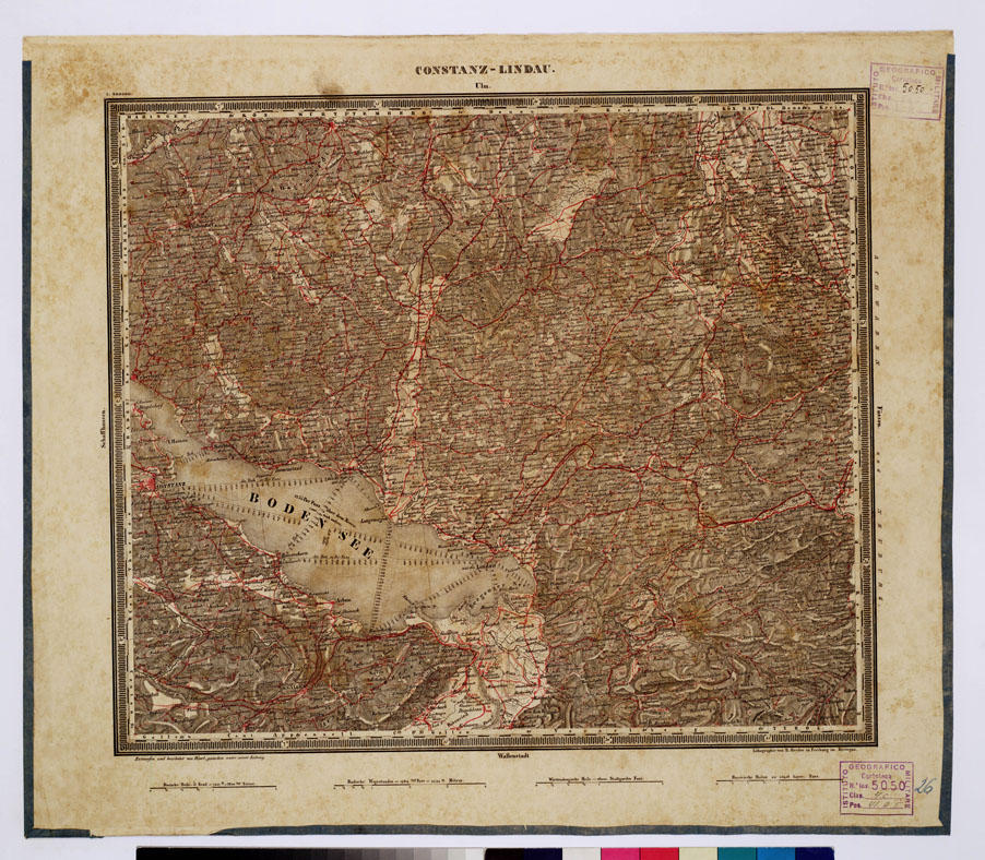 (N:338) ATLAS VON SUDWEST DEUTSCHLAND UND DEN ALPENLAND - FOGLIO 26 - CONSTANZ - LINDAU - ULM (B0012517) Carte e stampe antiche: riproduzione a colori su carta (formato A1)