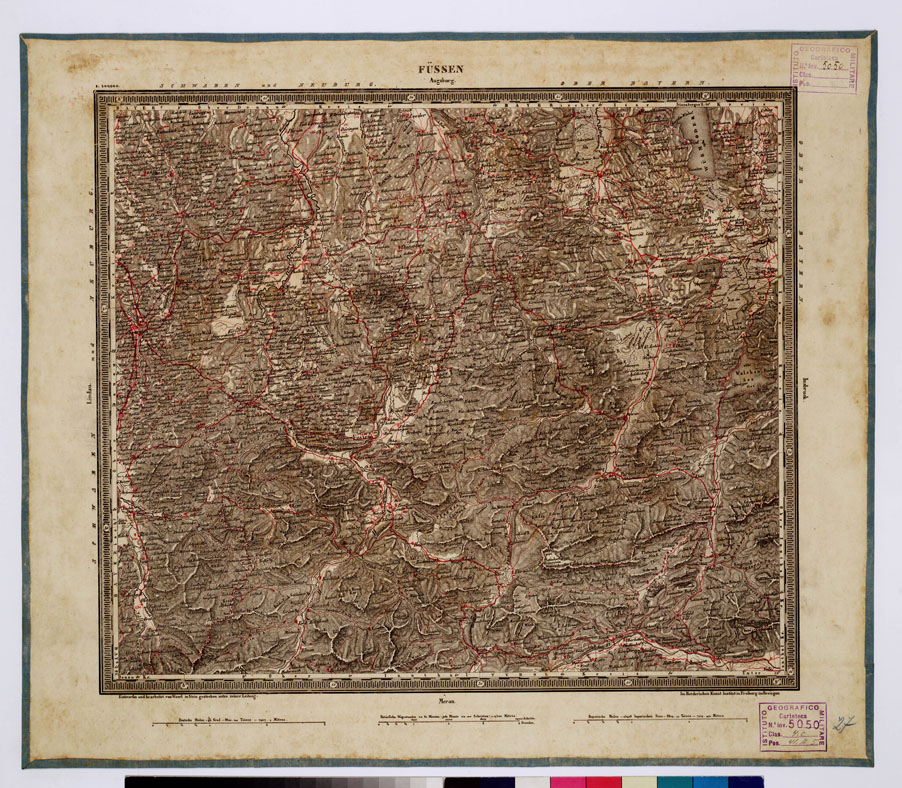 (N:345) ATLAS VON SUDWEST DEUTSCHLAND UND DEN ALPENLAND - FOGLIO 27 - FUSSEN - AUGSBURG (B0012518) Carte e stampe antiche: riproduzione a colori su carta (formato A1)