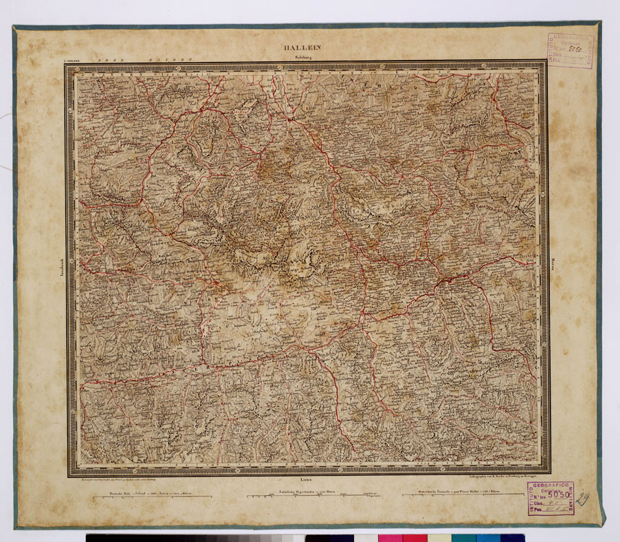 (N:347) ATLAS VON SUDWEST DEUTSCHLAND UND DEN ALPENLAND - HALLEIN - SALZBURG 29 (B0012520) Carte e stampe antiche: riproduzione a colori su carta (formato A1)