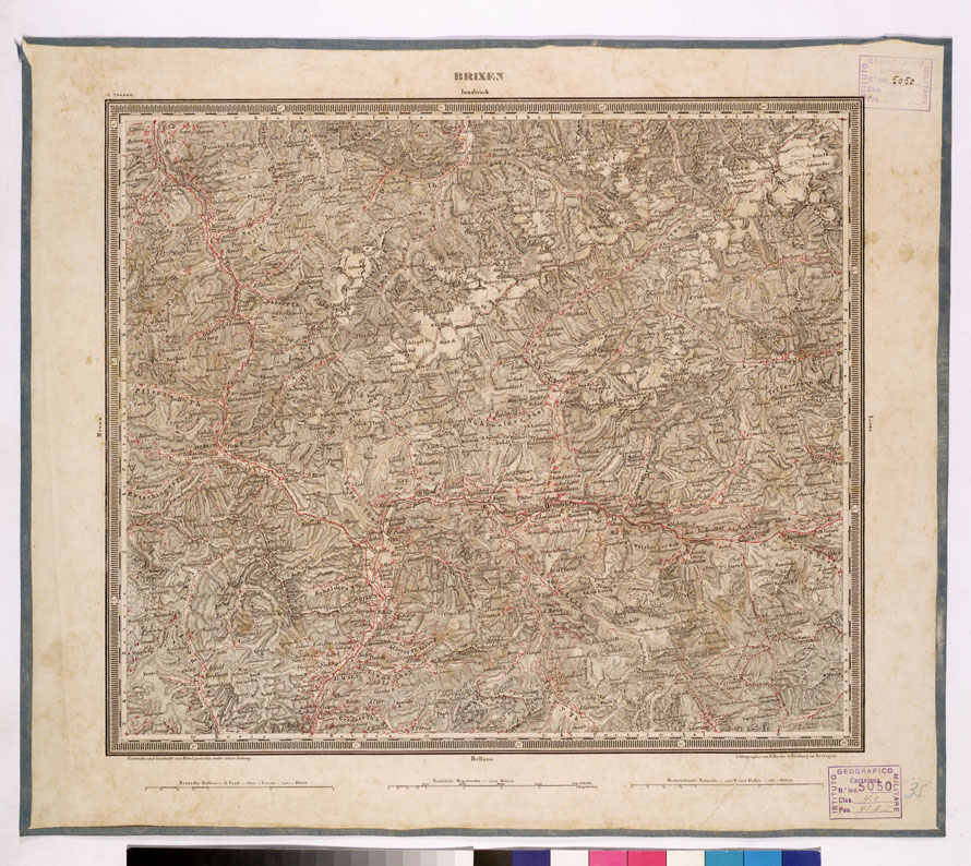 (N:335) ATLAS VON SUDWEST DEUTSCHLAND UND DEN ALPENLAND - BRIXEN INNSBRUCK 35 (B0012526) Carte e stampe antiche: riproduzione a colori su carta (formato A1)