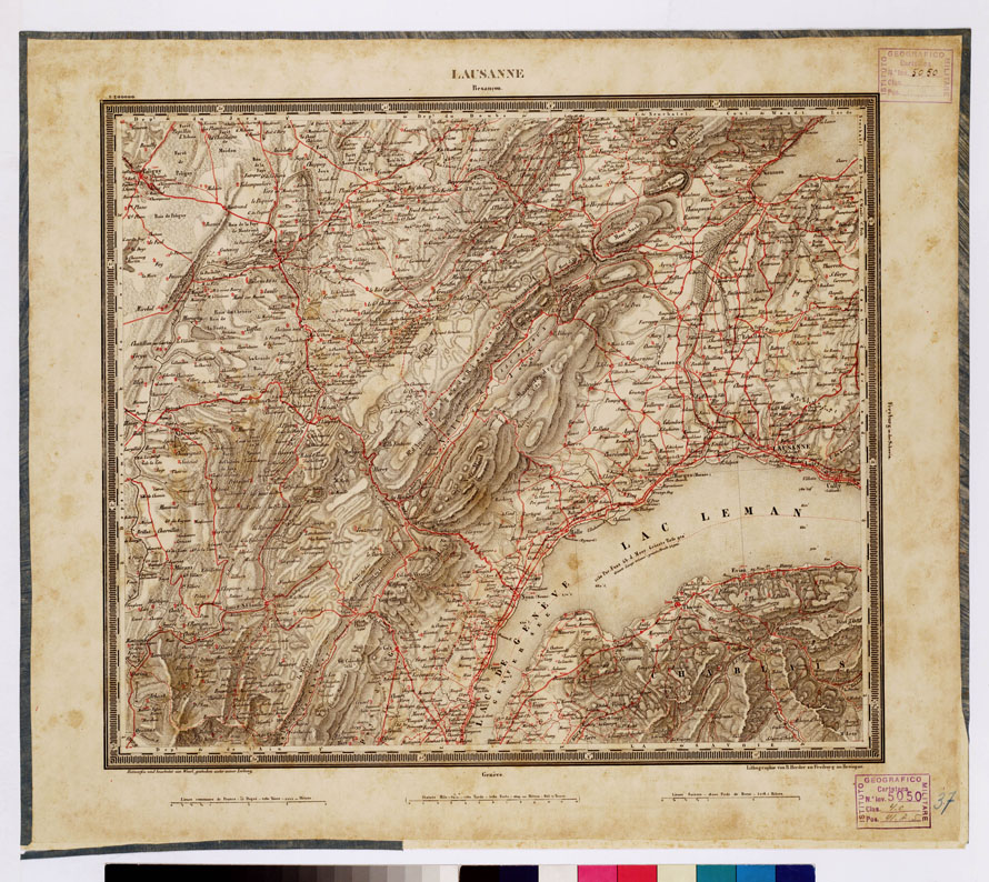 (N:352) ATLAS VON SUDWEST DEUTSCHLAND UND DEN ALPENLAND - LAUSANNE 37 (B0012528) Carte e stampe antiche: riproduzione a colori su carta (formato A1)