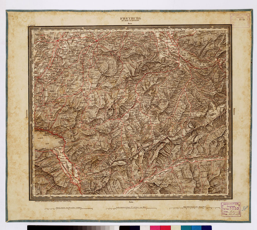 (N:344) ATLAS VON SUDWEST DEUTSCHLAND UND DEN ALPENLAND - FREYBURG IN DER SCHWEIZ BERN 38 (B0012529) Carte e stampe antiche: riproduzione a colori su carta (formato A1)