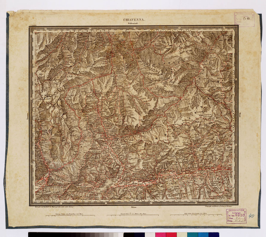 (N:337) ATLAS VON SUDWEST DEUTSCHLAND UND DEN ALPENLAND - CHIAVENNA WALLENSTADT 40 (B0012531) Carte e stampe antiche: riproduzione a colori su carta (formato A1)