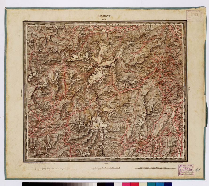 (N:369) ATLAS VON SUDWEST DEUTSCHLAND UND DEN ALPENLAND - TRIENT MERAN 41 (B0012532) Carte e stampe antiche: riproduzione a colori su carta (formato A1)