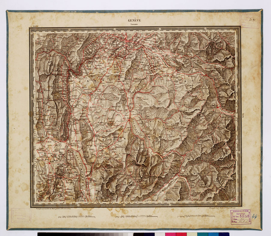 (N:346) ATLAS VON SUDWEST DEUTSCHLAND UND DEN ALPENLAND - GENEVE - LAUSANNE 44 (B0012535) Carte e stampe antiche: riproduzione a colori su carta (formato A1)