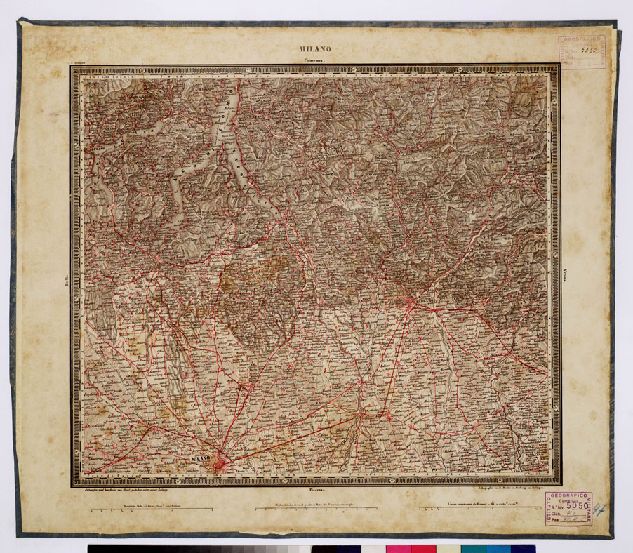 (N:357) ATLAS VON SUDWEST DEUTSCHLAND UND DEN ALPENLAND - MILANO CHIAVENNA 47 (B0012538) Carte e stampe antiche: riproduzione a colori su carta (formato A1)
