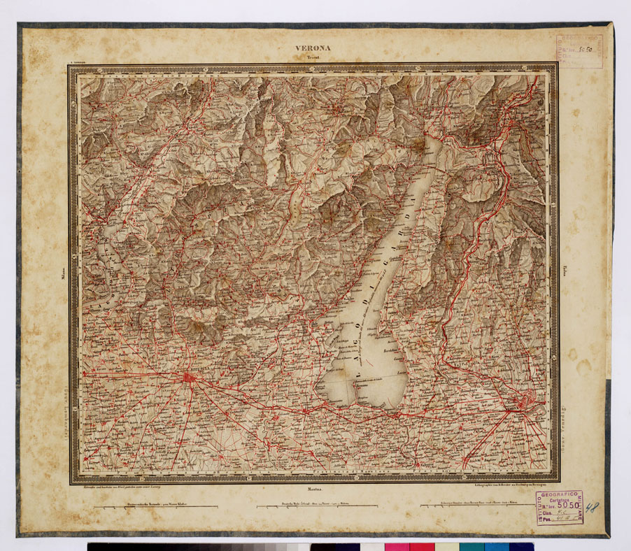 (N:372) ATLAS VON SUDWEST DEUTSCHLAND UND DEN ALPENLAND - VERONA TRIENT 48 (B0012539) Carte e stampe antiche: riproduzione a colori su carta (formato A1)