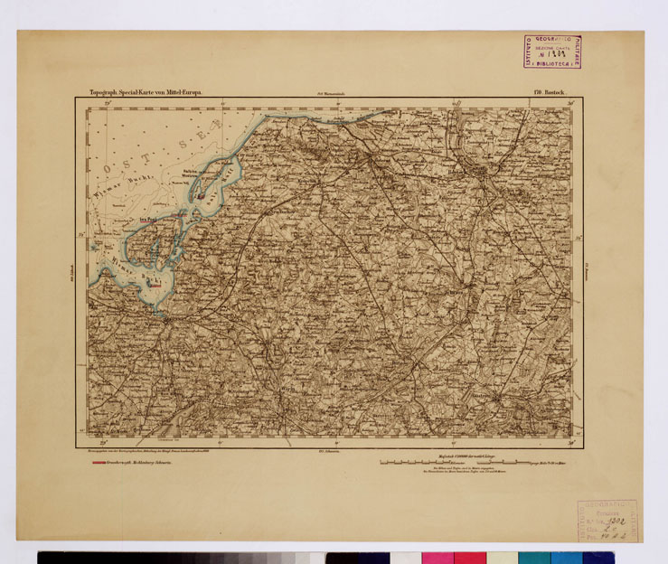 (N:16301) SPECIAL KARTE VON MITTEL EUROPA - ROSTOCK F 170 (B0012543) Carte e stampe antiche: riproduzione a colori su carta (formato A1)