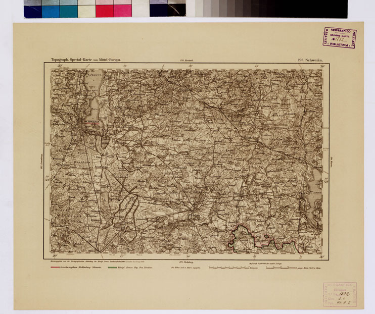 (N:16311) SPECIAL KARTE VON MITTEL EUROPA - SCHWERIN F 193 (B0012546) Carte e stampe antiche: riproduzione a colori su carta (formato A1)