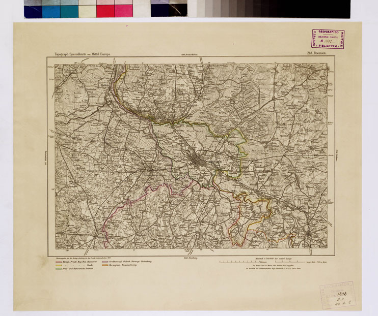 (N:16137) SPECIAL KARTE VON MITTEL EUROPA - BREMEN F 218 (B0012548) Carte e stampe antiche: riproduzione a colori su carta (formato A1)