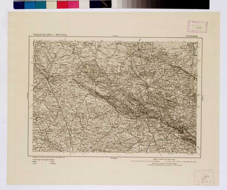 (N:16282) SPECIAL KARTE VON MITTEL EUROPA - OSNABRUCK F 273 (B0012552) Carte e stampe antiche: riproduzione a colori su carta (formato A1)