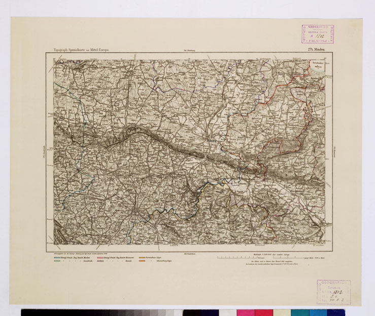 (N:16254) SPECIAL KARTE VON MITTEL EUROPA - MINDEN F 274 (B0012553) Carte e stampe antiche: riproduzione a colori su carta (formato A1)
