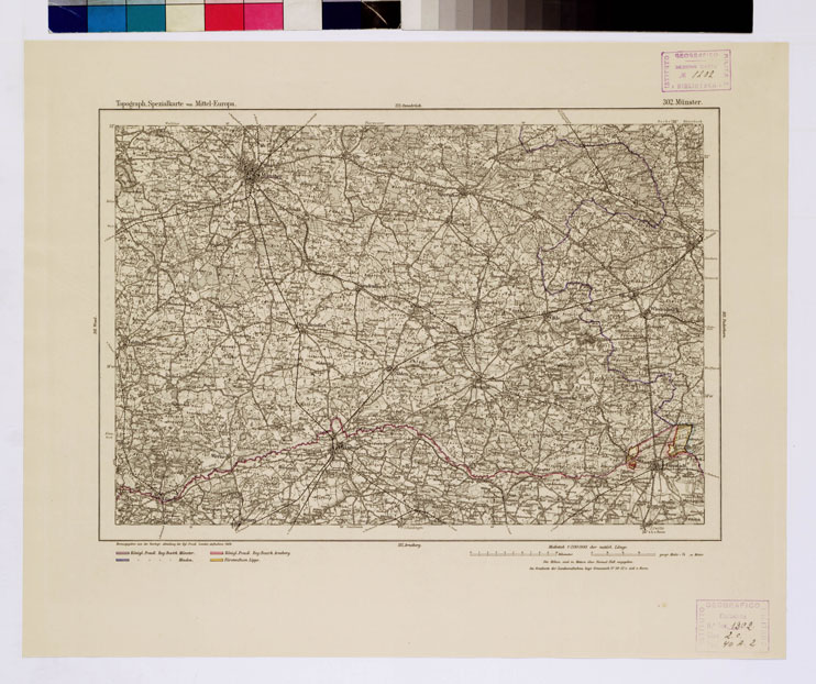 (N:16263) SPECIAL KARTE VON MITTEL EUROPA - MUNSTER F 302 (B0012556) Carte e stampe antiche: riproduzione a colori su carta (formato A1)