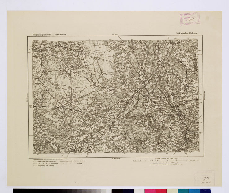 (N:16262) SPECIAL KARTE VON MITTEL EUROPA - MUNCHEN GLADBACH F 330 (B0012561) Carte e stampe antiche: riproduzione a colori su carta (formato A1)