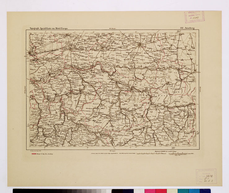 (N:16119) SPECIAL KARTE VON MITTEL EUROPA - ARNSBERG F 332 (B0012563) Carte e stampe antiche: riproduzione a colori su carta (formato A1)
