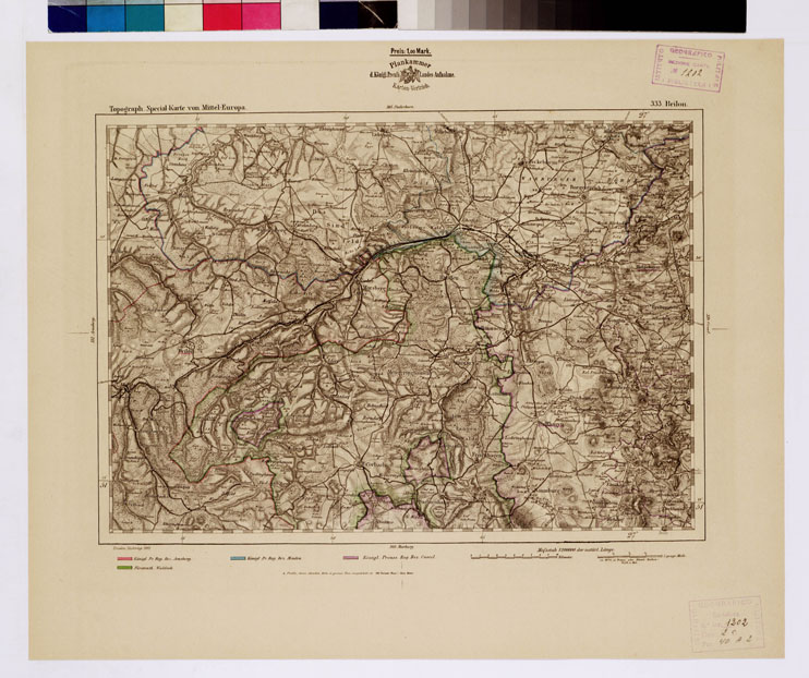 (N:16140) SPECIAL KARTE VON MITTEL EUROPA - BRILON F 333 (B0012564) Carte e stampe antiche: riproduzione a colori su carta (formato A1)