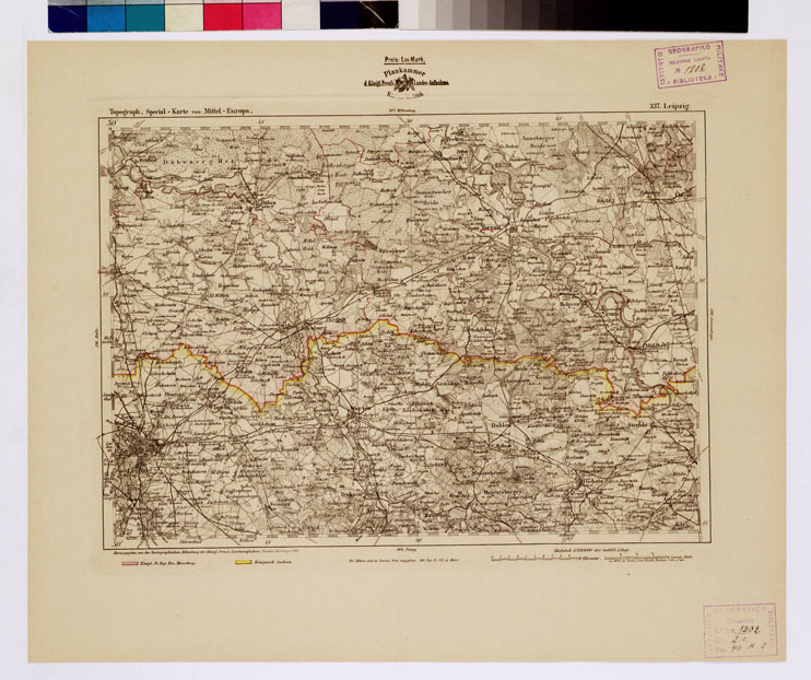 (N:16231) SPECIAL KARTE VON MITTEL EUROPA - LEIPZIG F 337 (B0012568) Carte e stampe antiche: riproduzione a colori su carta (formato A1)
