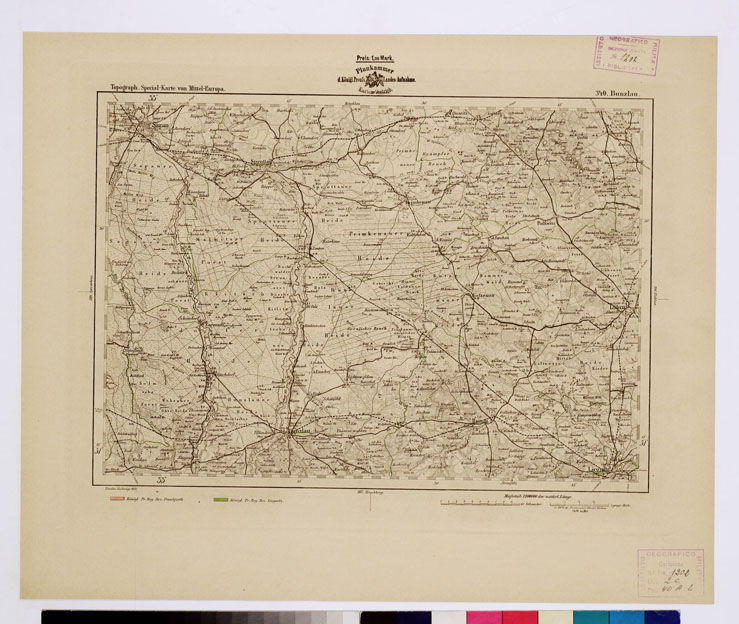 (N:16148) SPECIAL KARTE VON MITTEL EUROPA - BUNZLAU F 340 (B0012571) Carte e stampe antiche: riproduzione a colori su carta (formato A1)