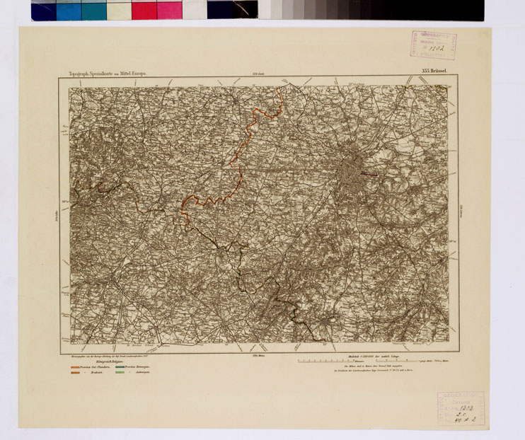 (N:16144) SPECIAL KARTE VON MITTEL EUROPA - BRUSSEL F 355 (B0012578) Carte e stampe antiche: riproduzione a colori su carta (formato A1)