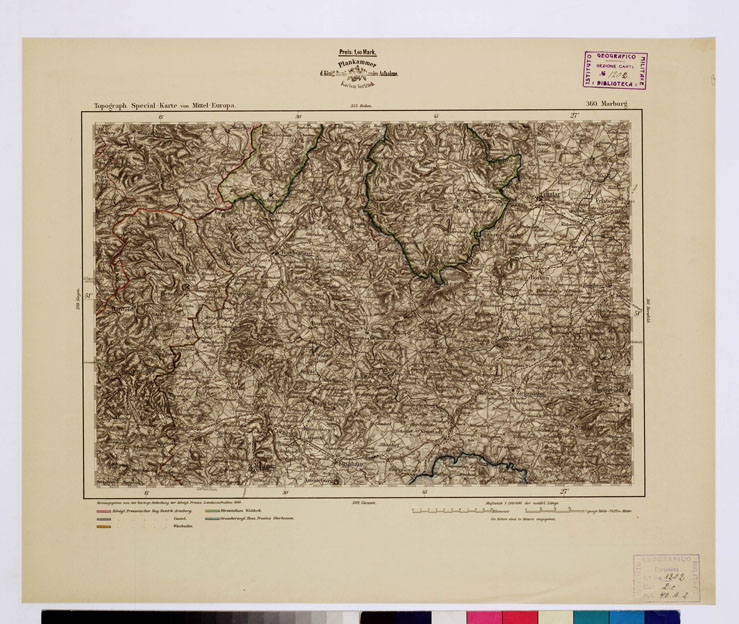 (N:16250) SPECIAL KARTE VON MITTEL EUROPA - MARBURG F 360 (B0012583) Carte e stampe antiche: riproduzione a colori su carta (formato A1)