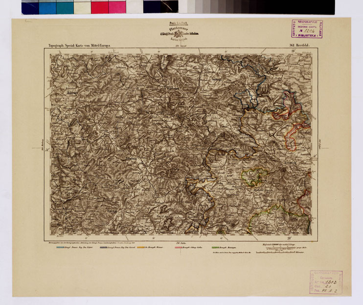 (N:16200) SPECIAL KARTE VON MITTEL EUROPA - HERSFELD F 361 (B0012584) Carte e stampe antiche: riproduzione a colori su carta (formato A1)