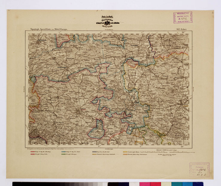 (N:16181) SPECIAL KARTE VON MITTEL EUROPA - ERFURT F 362 (B0012585) Carte e stampe antiche: riproduzione a colori su carta (formato A1)