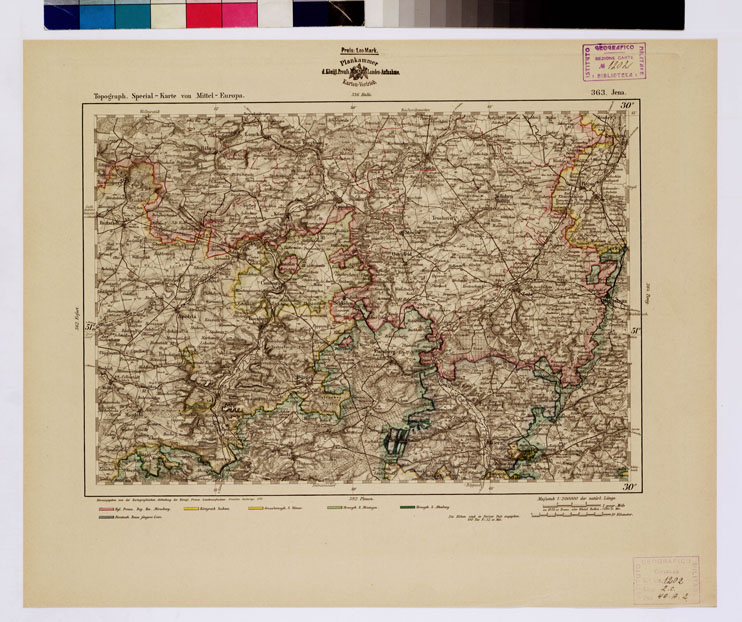 (N:16206) SPECIAL KARTE VON MITTEL EUROPA - JENA F 363 (B0012586) Carte e stampe antiche: riproduzione a colori su carta (formato A1)