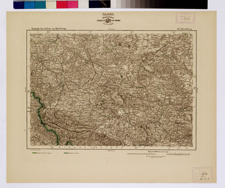 (N:16201) SPECIAL KARTE VON MITTEL EUROPA - HIRSCHBERG F 367 (B0012590) Carte e stampe antiche: riproduzione a colori su carta (formato A1)