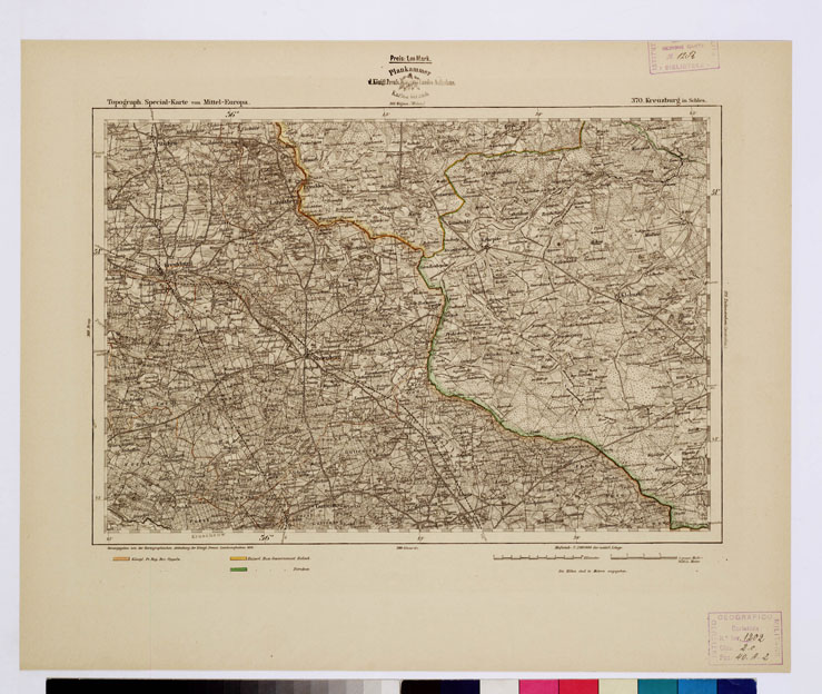 (N:16218) SPECIAL KARTE VON MITTEL EUROPA - KREUZBURG IN SCHLES F 370 (B0012593) Carte e stampe antiche: riproduzione a colori su carta (formato A1)