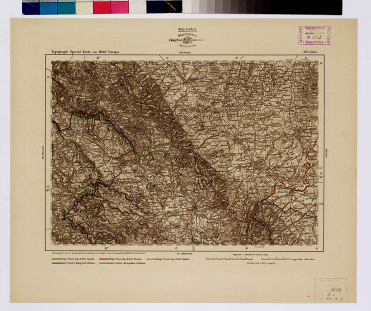 (N:16192) SPECIAL KARTE VON MITTEL EUROPA - GLATZ F 397 (B0012602) Carte e stampe antiche: riproduzione a colori su carta (formato A1)