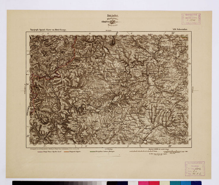 (N:16310) SPECIAL KARTE VON MITTEL EUROPA - SCHWEINFURT F 420 (B0012617) Carte e stampe antiche: riproduzione a colori su carta (formato A1)