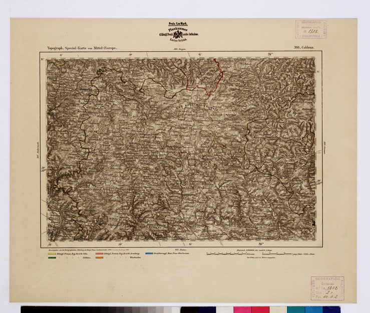 (N:16164) SPECIAL KARTE VON MITTEL EUROPA - COBLENZ F 388 (B0012627) Carte e stampe antiche: riproduzione a colori su carta (formato A1)