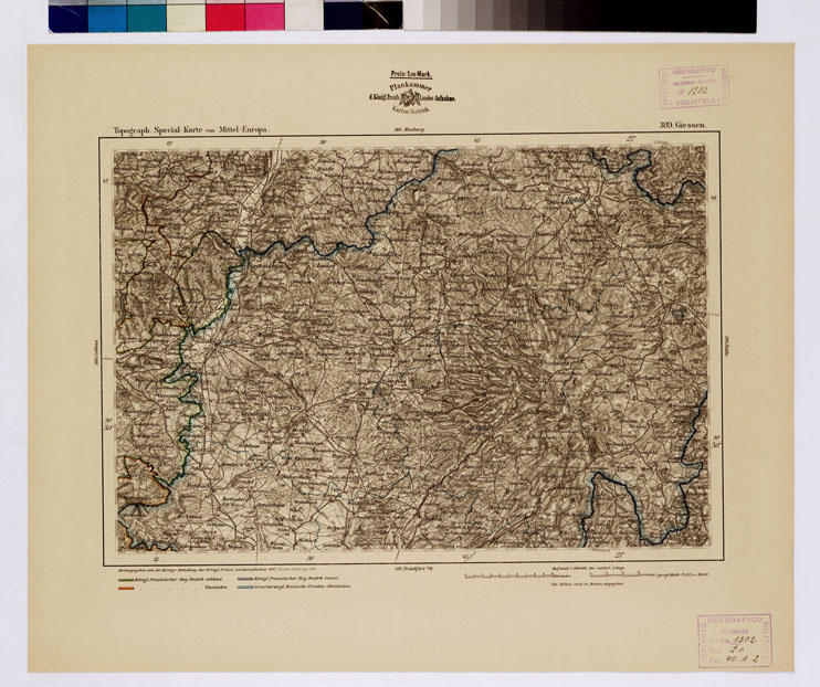 (N:16190) SPECIAL KARTE VON MITTEL EUROPA - GIESSEN F 389 (B0012628) Carte e stampe antiche: riproduzione a colori su carta (formato A1)