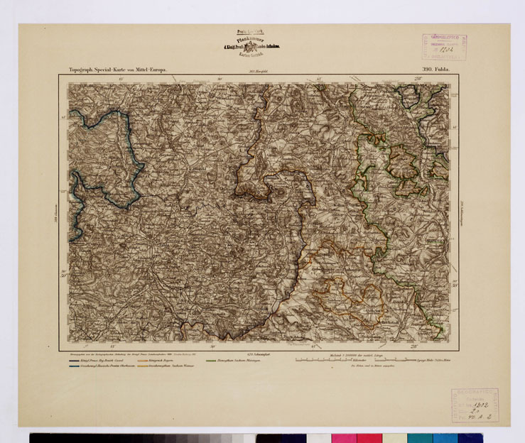 (N:16186) SPECIAL KARTE VON MITTEL EUROPA - FULDA F 390 (B0012629) Carte e stampe antiche: riproduzione a colori su carta (formato A1)