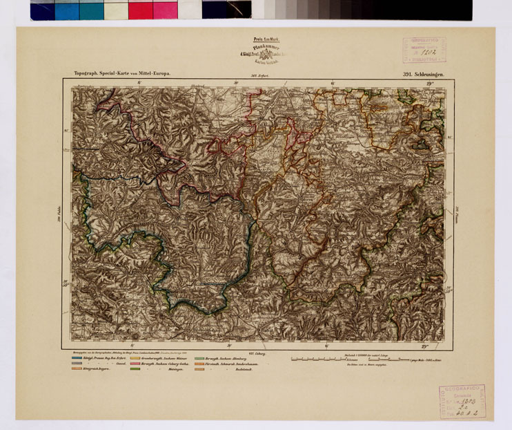 (N:16309) SPECIAL KARTE VON MITTEL EUROPA - SCHLEUSINGEN F 391 (B0012630) Carte e stampe antiche: riproduzione a colori su carta (formato A1)