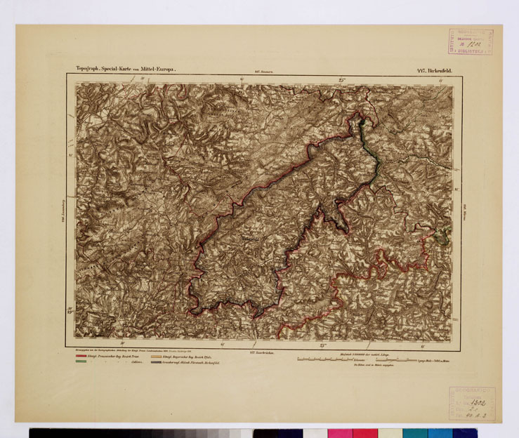 (N:16131) SPECIAL KARTE VON MITTEL EUROPA - BIRKENFELD F 447 (B0012647) Carte e stampe antiche: riproduzione a colori su carta (formato A1)
