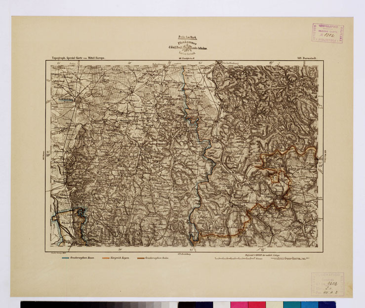 (N:16168) SPECIAL KARTE VON MITTEL EUROPA - DARMSTADT F 449 (B0012649) Carte e stampe antiche: riproduzione a colori su carta (formato A1)
