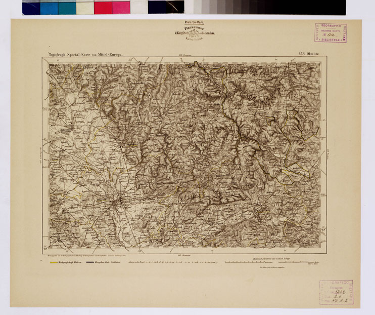 (N:16280) SPECIAL KARTE VON MITTEL EUROPA - OLMUTZ F 458 (B0012658) Carte e stampe antiche: riproduzione a colori su carta (formato A1)