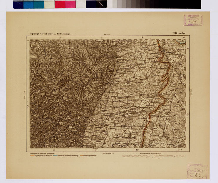 (N:16223) SPECIAL KARTE VON MITTEL EUROPA - LANDAU F 478 (B0012670) Carte e stampe antiche: riproduzione a colori su carta (formato A1)