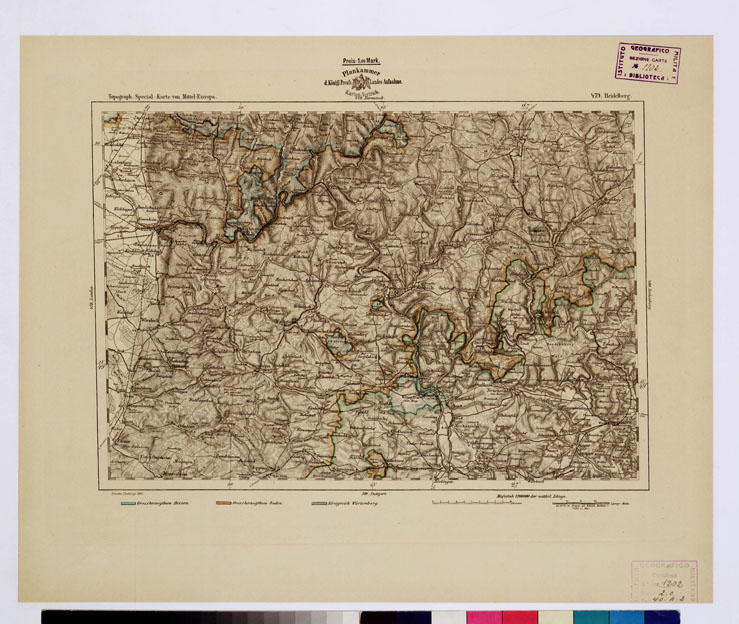 (N:16198) SPECIAL KARTE VON MITTEL EUROPA - HEIDELBERG F 479 (B0012671) Carte e stampe antiche: riproduzione a colori su carta (formato A1)
