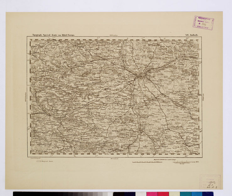 (N:16117) SPECIAL KARTE VON MITTEL EUROPA - ANSBACH F 481 (B0012673) Carte e stampe antiche: riproduzione a colori su carta (formato A1)