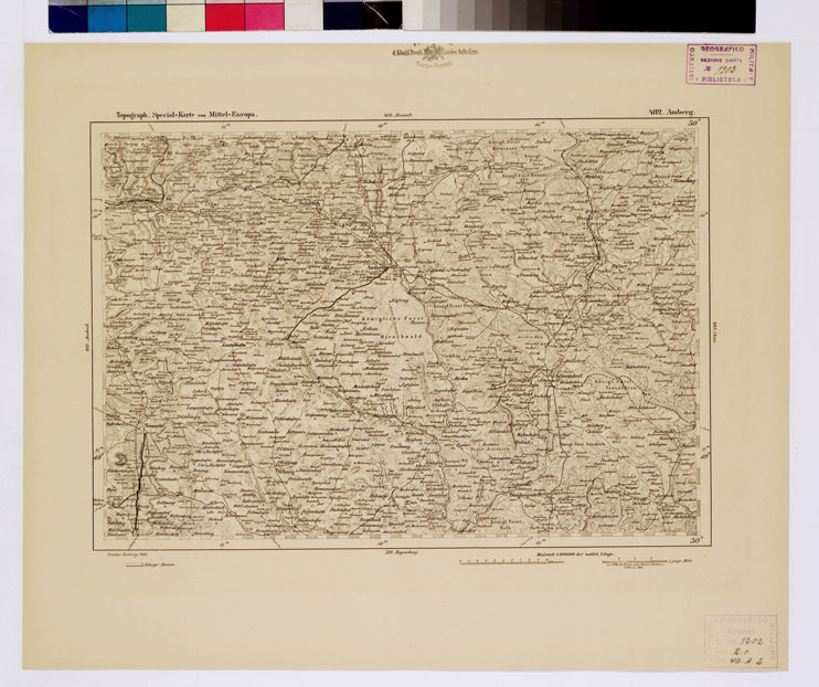 (N:16113) SPECIAL KARTE VON MITTEL EUROPA - AMBERG F 482 (B0012674) Carte e stampe antiche: riproduzione a colori su carta (formato A1)