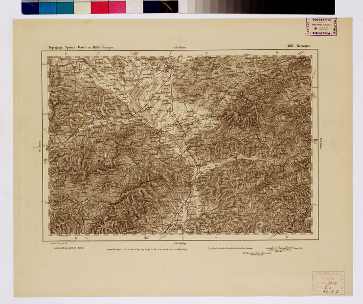(N:16217) SPECIAL KARTE VON MITTEL EUROPA - KREMSIER F 488 (B0012680) Carte e stampe antiche: riproduzione a colori su carta (formato A1)
