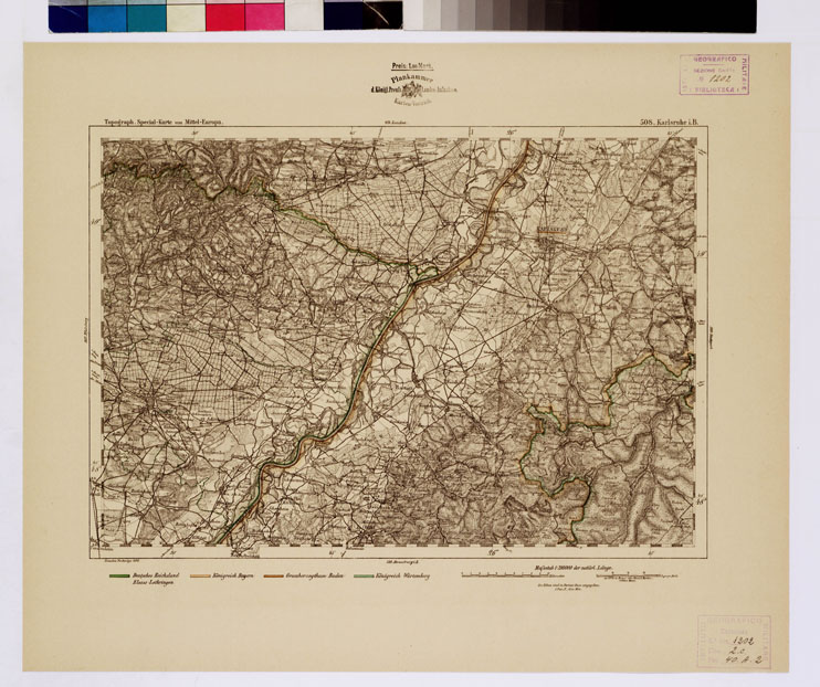 (N:16210) SPECIAL KARTE VON MITTEL EUROPA - KARLSRUHE I.B. F 508 (B0012690) Carte e stampe antiche: riproduzione a colori su carta (formato A1)