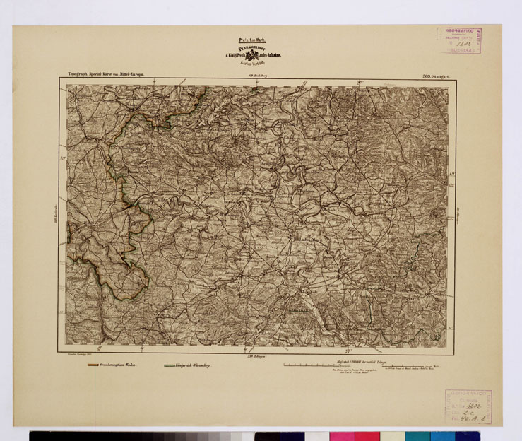(N:16330) SPECIAL KARTE VON MITTEL EUROPA - STUTTGART F 509 (B0012691) Carte e stampe antiche: riproduzione a colori su carta (formato A1)