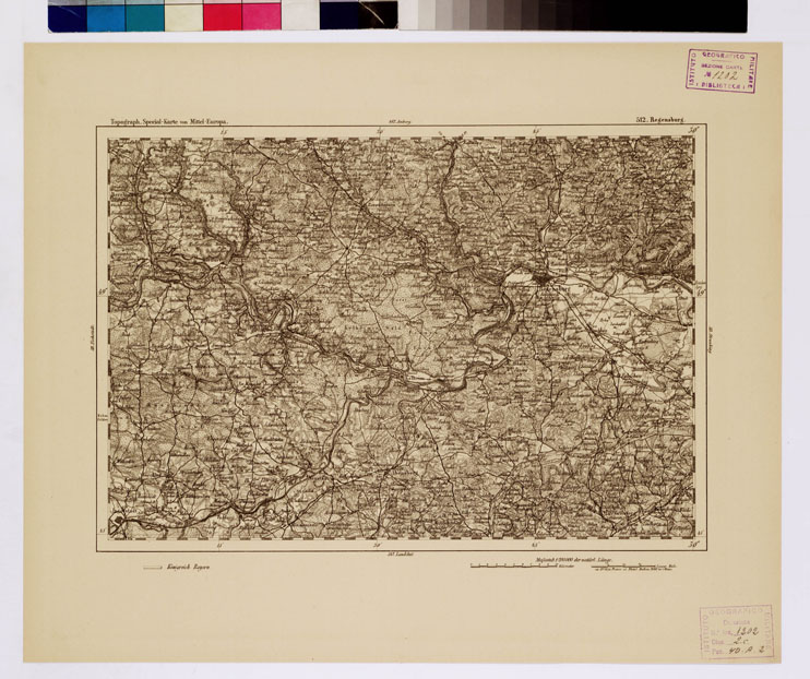 (N:16296) SPECIAL KARTE VON MITTEL EUROPA - REGENSBURG F 512 (B0012694) Carte e stampe antiche: riproduzione a colori su carta (formato A1)