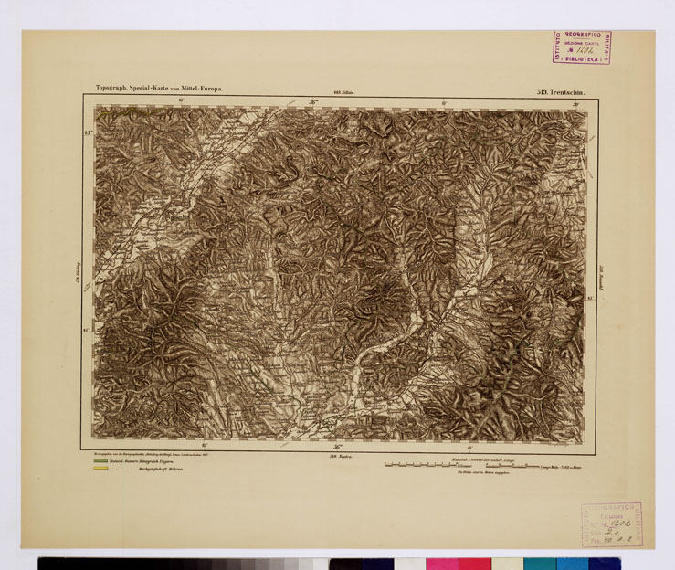 (N:16336) SPECIAL KARTE VON MITTEL EUROPA - TRENTSCHIN F 519 (B0012701) Carte e stampe antiche: riproduzione a colori su carta (formato A1)