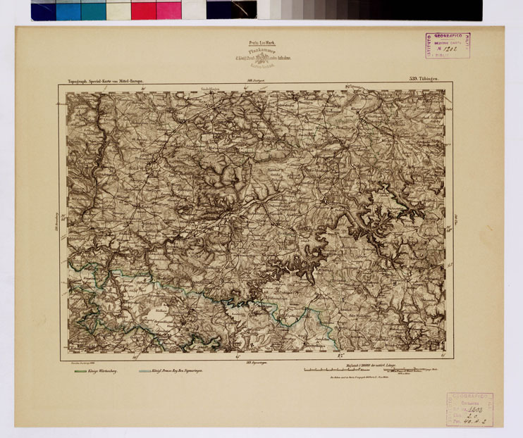 (N:16340) SPECIAL KARTE VON MITTEL EUROPA - TUBINGEN F 539 (B0012712) Carte e stampe antiche: riproduzione a colori su carta (formato A1)