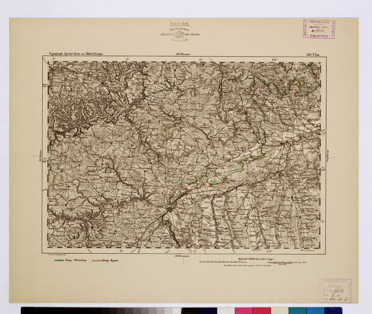 (N:16342) SPECIAL KARTE VON MITTEL EUROPA - ULM F 540 (B0012713) Carte e stampe antiche: riproduzione a colori su carta (formato A1)