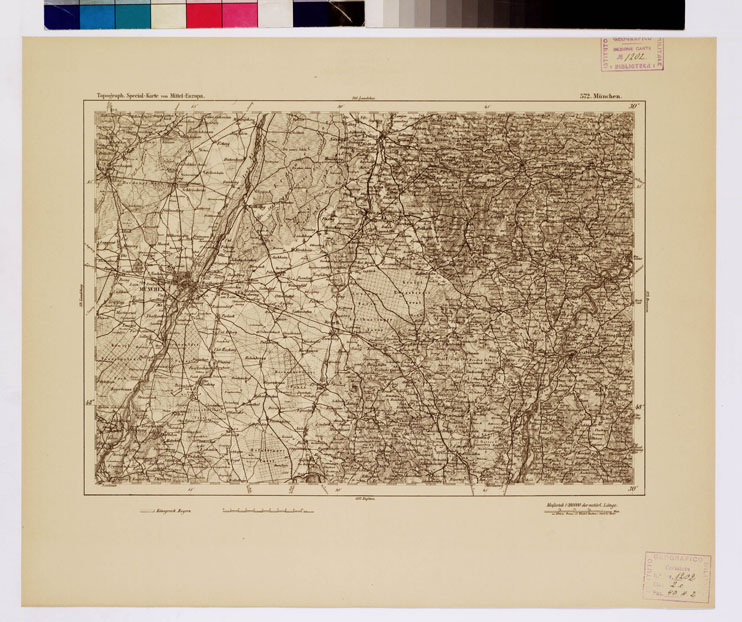 (N:16261) SPECIAL KARTE VON MITTEL EUROPA - MUNCHEN F 572 (B0012736) Carte e stampe antiche: riproduzione a colori su carta (formato A1)